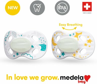 76947 Medela Baby Fopspeen Night&amp;night 0-6m Unisex Duo