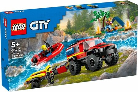 60412 LEGO City 4x4 brandweerauto met reddingsboot