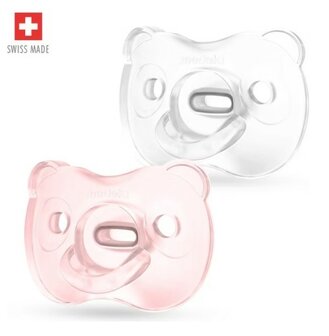 75544 Medela Baby Fopspeen Soft Silicone 0-6m 2stuks pink/transparant