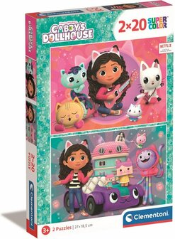 48025 Clementoni Gabby&#039;s Dollhouse Puzzel 2x20 Stukjes 
