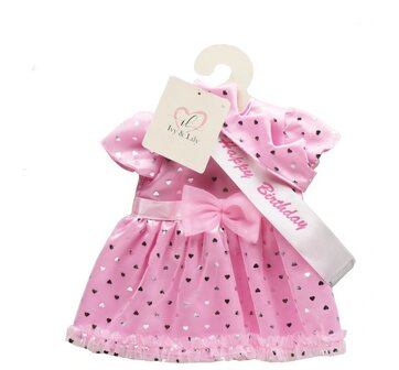 55987 Ivy &amp; Lily Poppenkleertjes Verjaardagsjurk 43 cm roze