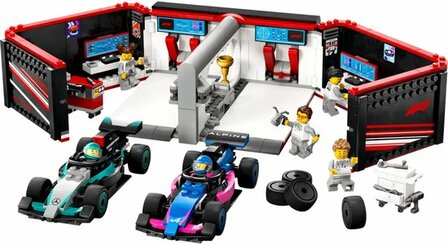 60444 LEGO City F1 garage met Mercedes-AMG en Alpine auto&#039;s