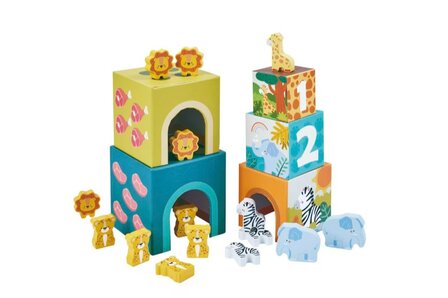 61179 Playing Kids Safari Houten Stapelblokken