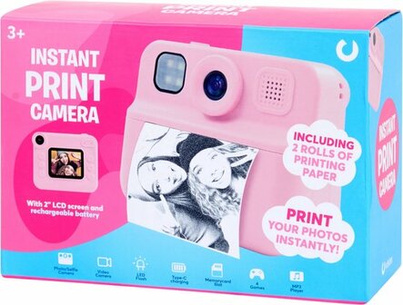 16557  Instant Print Camera Roze Kindercamera met 2 Rollen Printpapier   