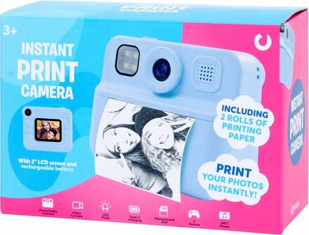 16540  Instant Print Camera Blauw Kindercamera met 2 Rollen Printpapier   