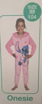 21704 Disney Stitch Kinderonesie Roze Maat 98-104