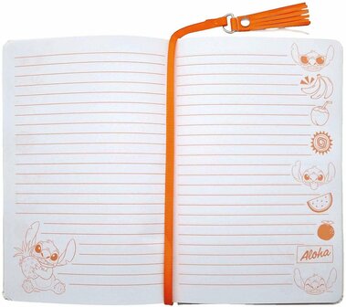 97940 Stitch notitieboek glitter A5 multicolor met pailletten en hanger