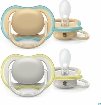 993056 Philips Avent Ultra Air Fopspeen - 0 tot 6 Maanden - 2 Speentjes - Beige/Grijs
