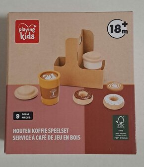 61278 Playing Kids Houten Koffie Speelset 9-delig