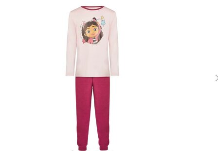 38343 Gabby's Dollhouse Fleece Kinderpyjama Roze /bordeauxrood Maat 134-140