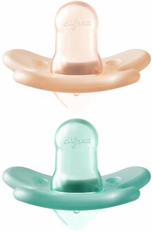 92294 Difrax Siliconen Fopspeen Premature Aqua &amp; Oranje 0-2 M. 2 Stuks