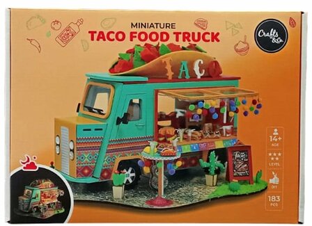 34510 Crafts&amp;Co Miniature Taco Food Truck DIY Bouwpakket met Ledverlichting