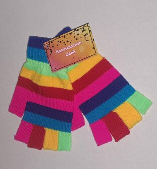 88077 Vingerloze Handschoenen Regenboog Gebreid