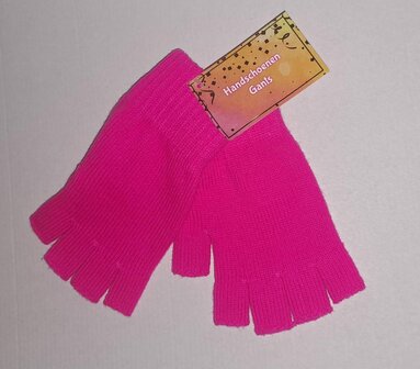 88060 Vingerloze Handschoenen Donker Roze Gebreid
