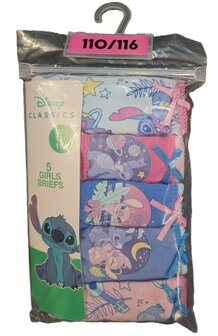 17851 Disney Stitch Meisjes Slip Maat 110-116 5 stuks