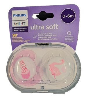 38613 Philips Avent Fopspeen 0-6Mnd Soft Roze 2 stuks