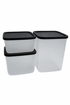 63278 Tupperware Cubix set van 3 vierkante dozen Transparant