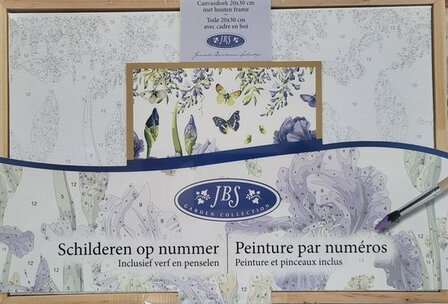 77064 Janneke Brinkman  Schilderen op nummer bloemen en vlinders blauw   