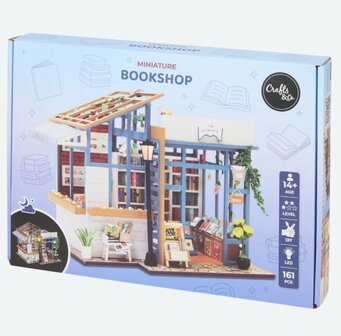 87496 Crafts &amp; Co Miniatuur Bookshop DIY Bouwpakket met LED Verlichting 