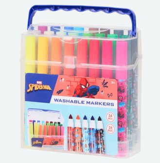 09455 Marvel Spiderman Uitwasbare Markers 24 stuks in koffertje