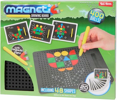 33175 Toi-Toys Magnetisch Tekenbord met 400 Stalen Balletjes + Magnetische Pen  Inclusief 20 Voorbeelden en 48 Vormen