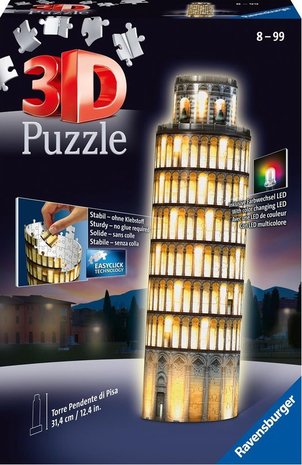 125159 Ravensburger 3D Puzzel Toren van Pisa Night Edition 216 stukjes