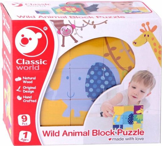 3545 Classic World Houten Blokpuzzel Wilde Dieren, 9st.