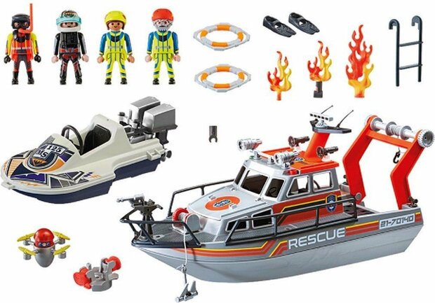 70140 PLAYMOBIL City Action Redding op zee Brandbestrijdingsmissie met reddingskruiser