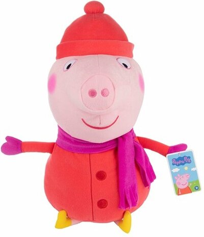 70186 Peppa Pig knuffel Winter editie met paarse sjaal 50 cm