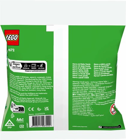 30672 LEGO Minecraft Steve en Babypanda (Polybag)