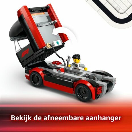 60445 LEGO City F1® truck met RB20 en AMR24 F1® auto's