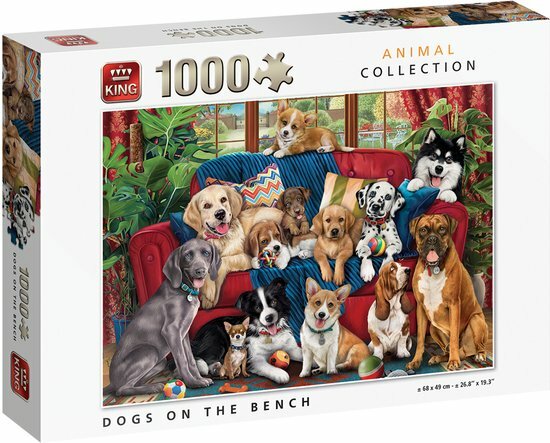01974 King Puzzel Dogs on the Bench 1000 stukjes