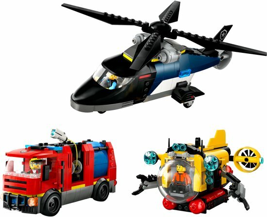 60462 LEGO City Helikopter brandweerauto en onderzeeër remix