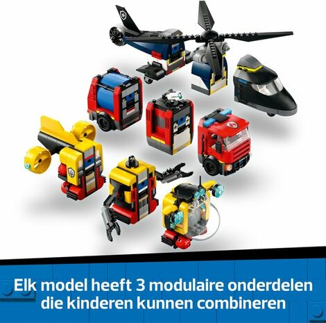 60462 LEGO City Helikopter brandweerauto en onderzeeër remix
