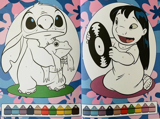 57128 Disney Stitch Kleuren op Nummer Kleurboek met 12 Potloden
