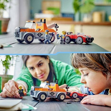 60435 LEGO City Sleepwagen en sportautoreparatie