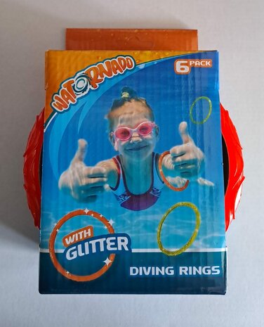 16793 Duikringen met Glitters 6 stuks   
