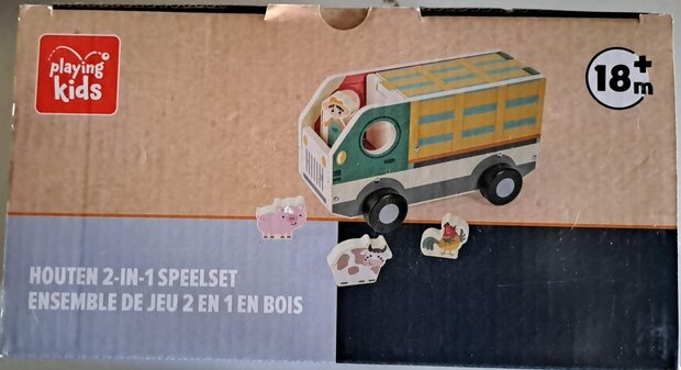 03462 Playing Kids Houten 2-in-1 Speelset Boerderij
