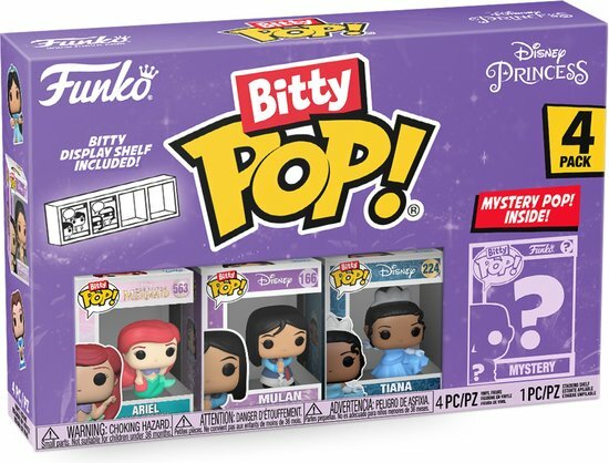 30273 Funko Bitty Pop! Ariel, Mulan, Tiana and mystery chase 2cm