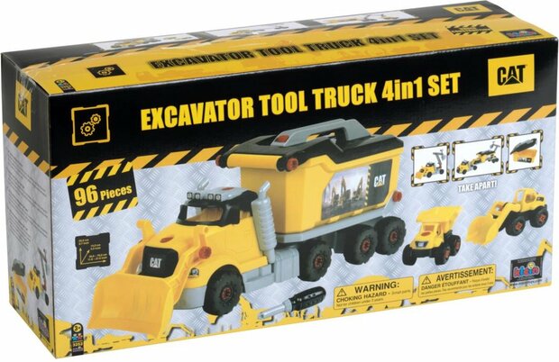32522 Klein Toys Caterpiller 4in1 schroeftruck truck, wiellader, transporter of kiepwagen