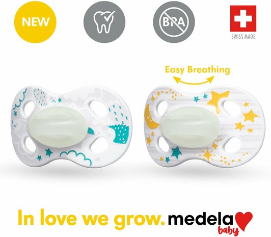 76947 Medela Baby Fopspeen Night&night 0-6m Unisex Duo