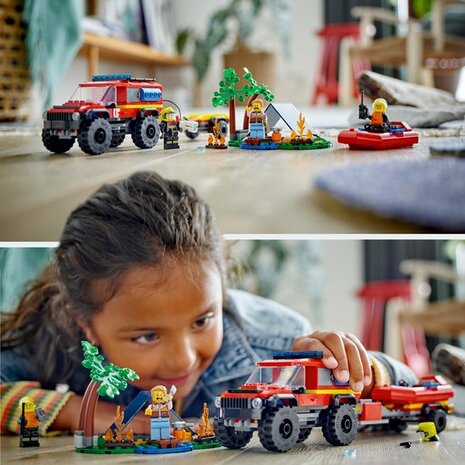 60412 LEGO City 4x4 brandweerauto met reddingsboot