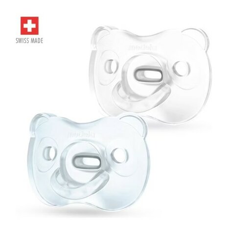 75537 Medela Baby Fopspeen Soft Silicone 0-6m 2stuks blauw/transparant