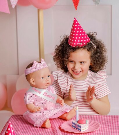 55987 Ivy & Lily Poppenkleertjes Verjaardagsjurk 43 cm roze