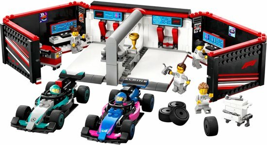 60444 LEGO City F1 garage met Mercedes-AMG en Alpine auto's