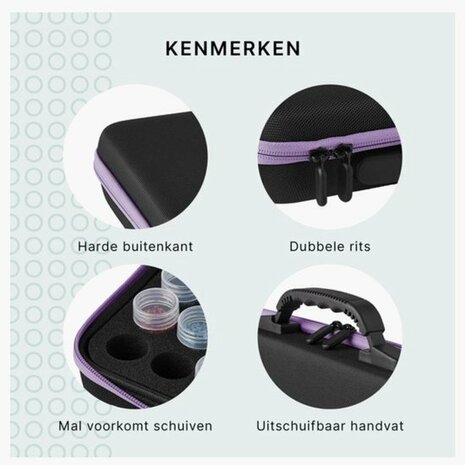 71884 Diamond Painting Opbergkoffer met 60 Potjes, Trechter en Stickers