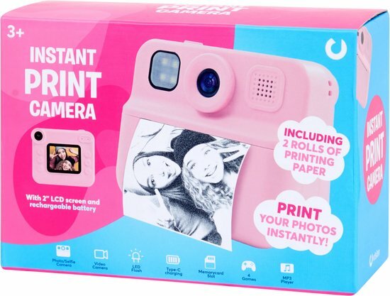 16557  Instant Print Camera Roze Kindercamera met 2 Rollen Printpapier   