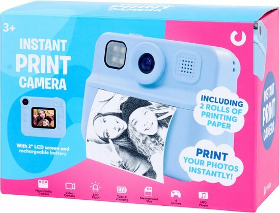 16540  Instant Print Camera Blauw Kindercamera met 2 Rollen Printpapier   