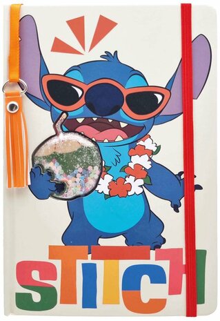 97940 Stitch notitieboek glitter A5 multicolor met pailletten en hanger
