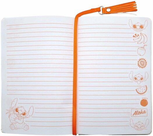 97940 Stitch notitieboek glitter A5 multicolor met pailletten en hanger